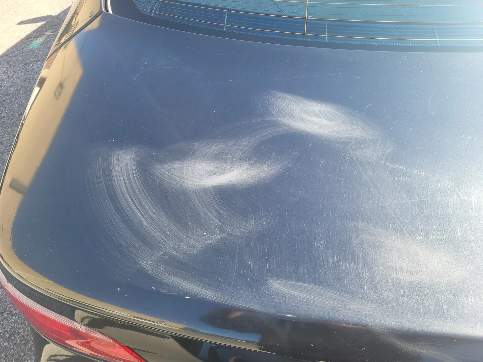 Coffre de BMW avant correction avec dommages abrasifs sévères