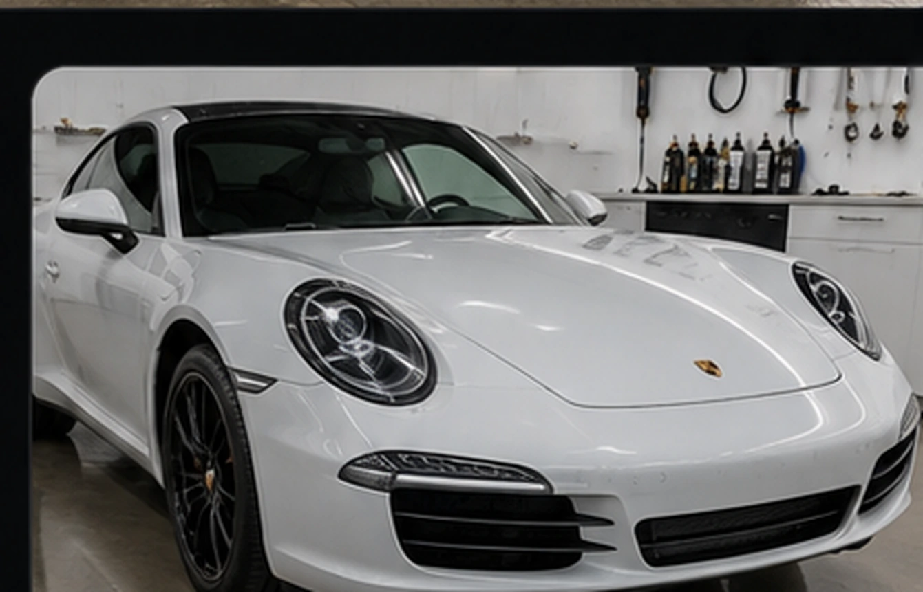 Porsche blanche détaillée